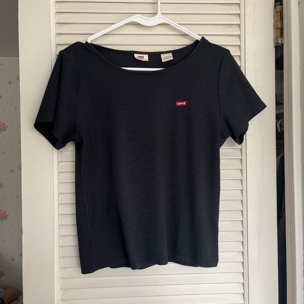 Levi's Black Ribbed Tee Size Large - Picture 5 of 5